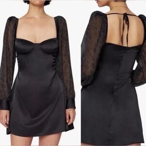 Elegant Black Dress with Sheer Sleeves | We Wore What